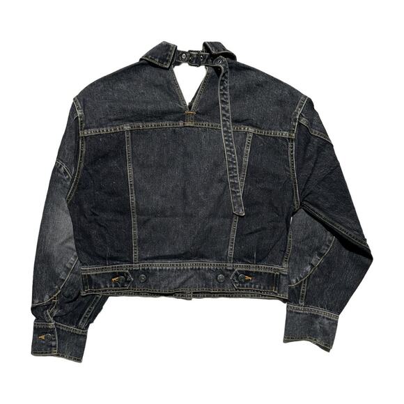 Signal Noise Backstrap cut out cropped denim jacket - Picture 3 of 5